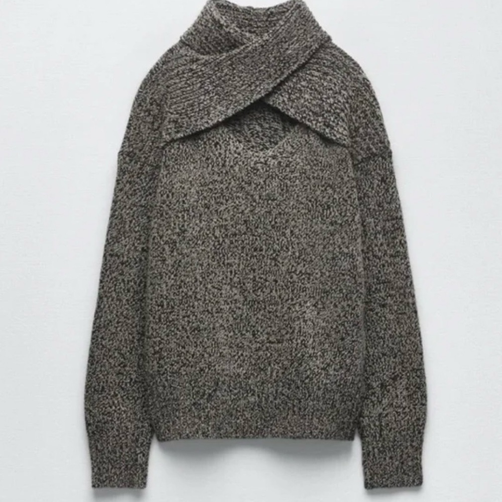 NWT Zara Cutout Turtleneck Knit Sweater